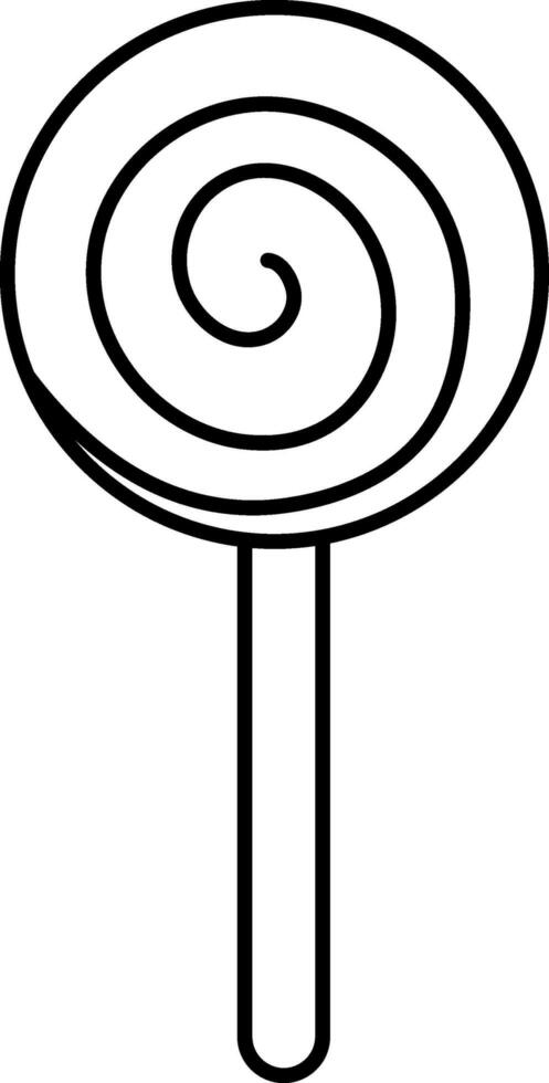 Isolated Spiral Lollypop Icon In Black Outline Style. vector