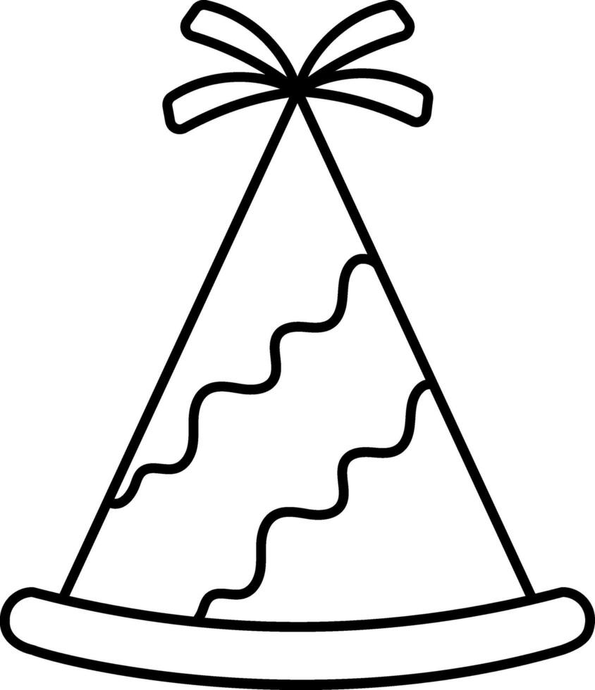 Isolated Conical Party Hat Icon In Black Stroke. vector