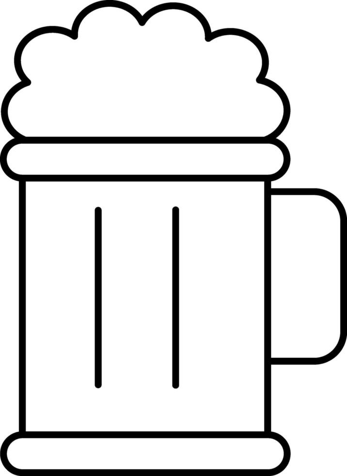 Isolated Beer Mug Icon In Black Stroke. vector