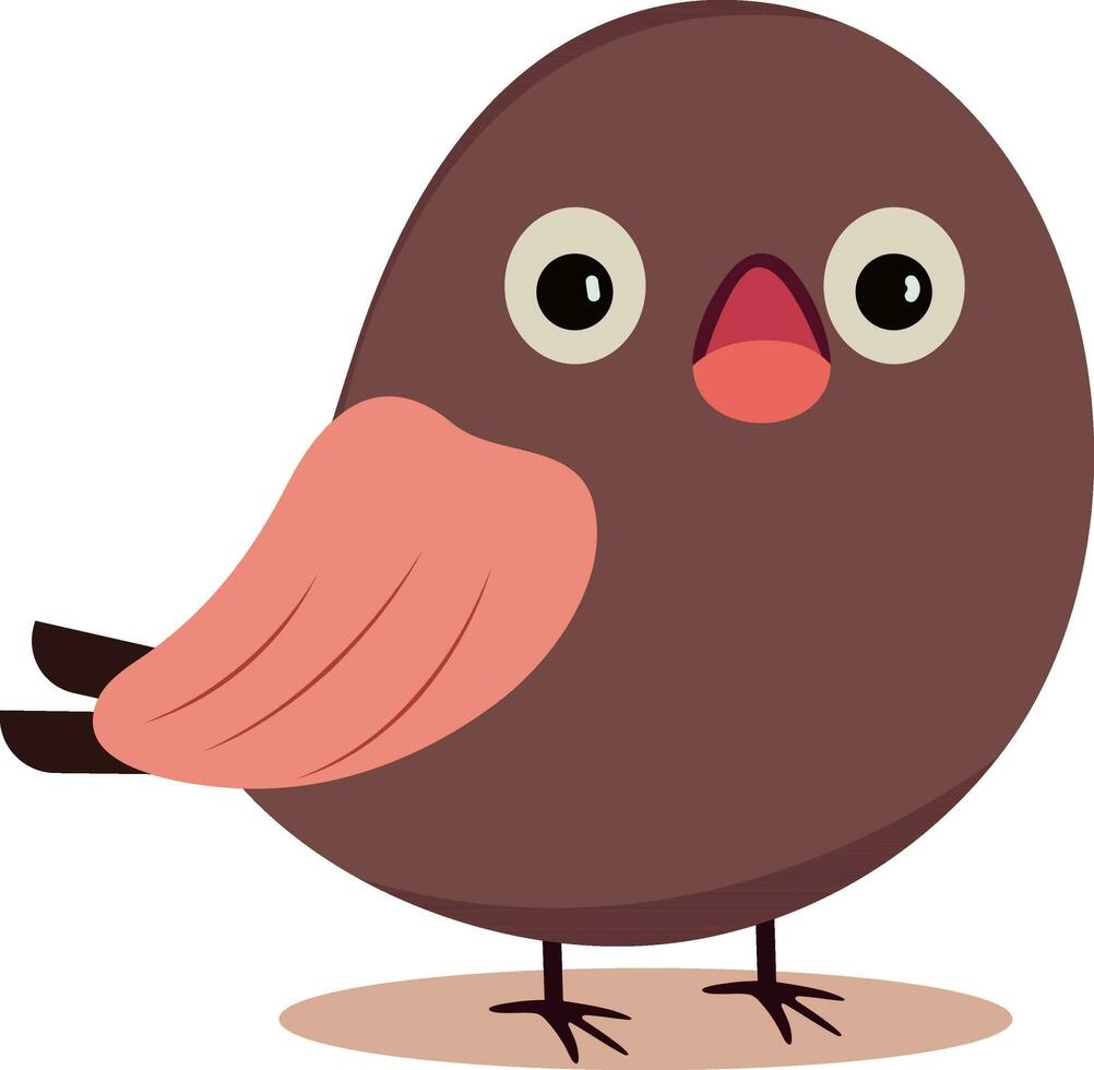 Flat Style Cute Bird Icon In Brown Color. vector