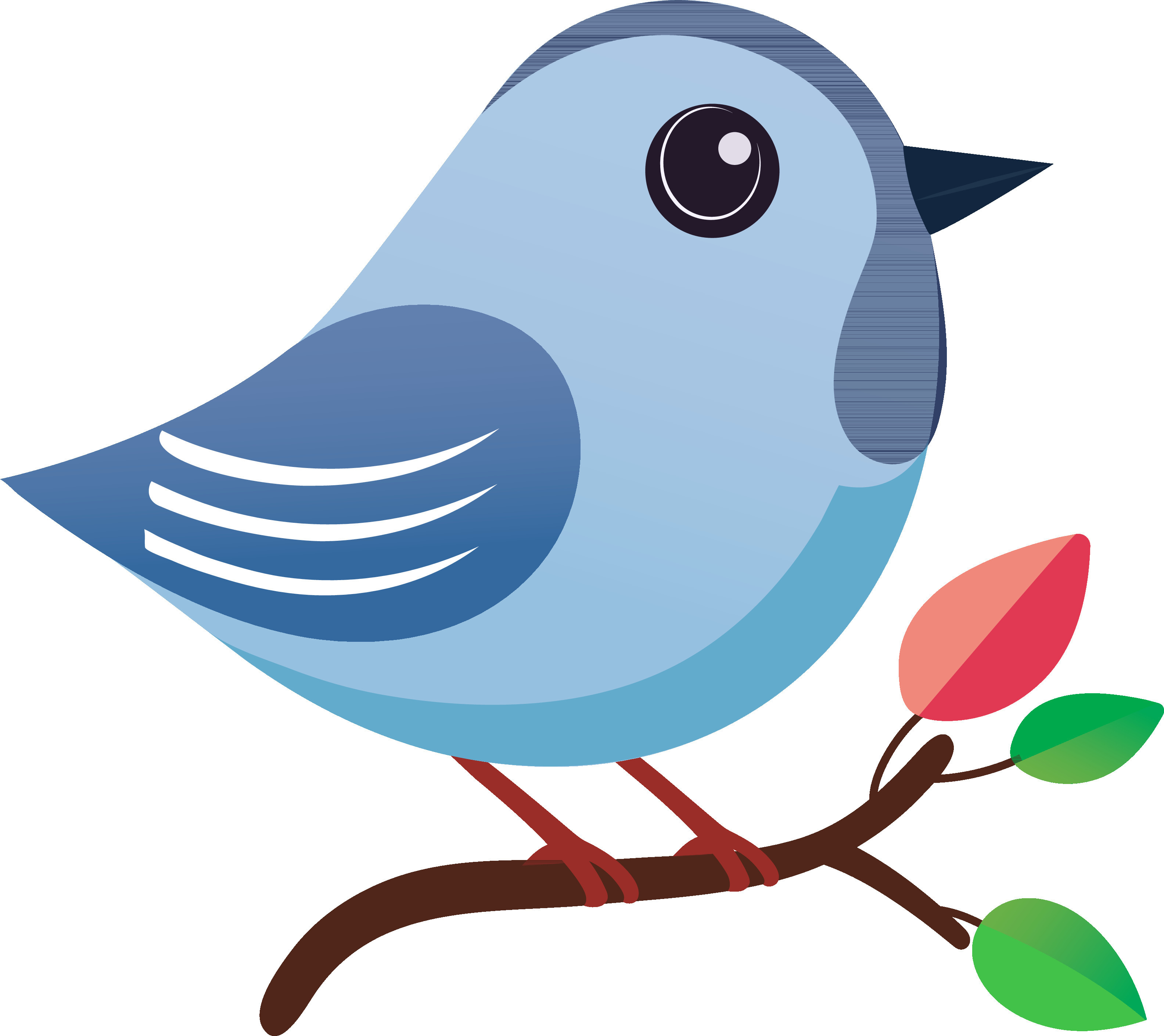 Illustration of Bird Sitting On Branch Icon In Blue Color. 24554761 ...