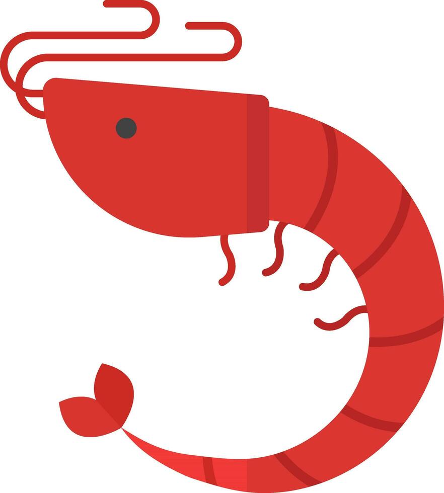 Red Shrimp Icon In Flat Style. vector