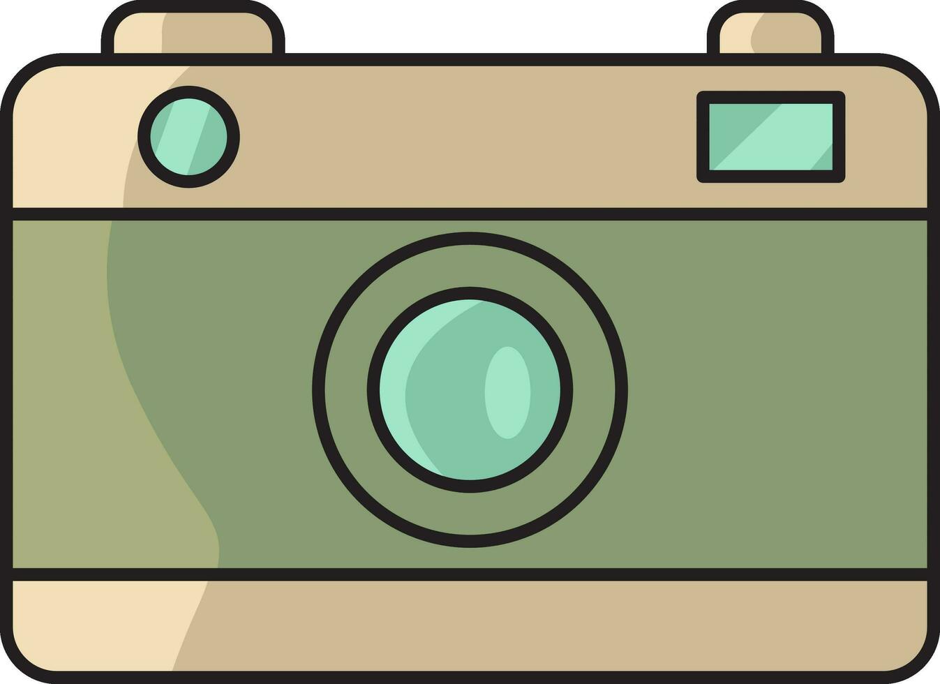 Flat Style Instant Camera Icon In Peach And Olive Color. vector