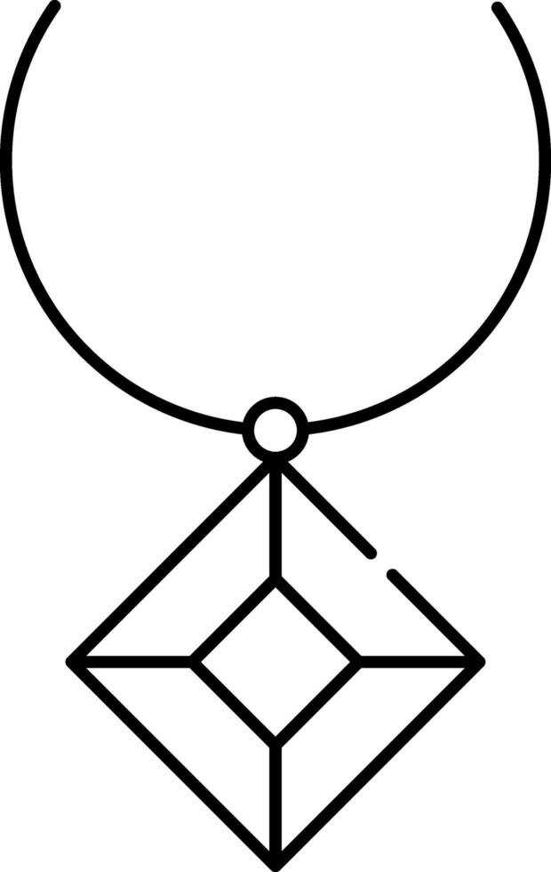 Rhombus Pendant Icon In Black Outline Style. vector