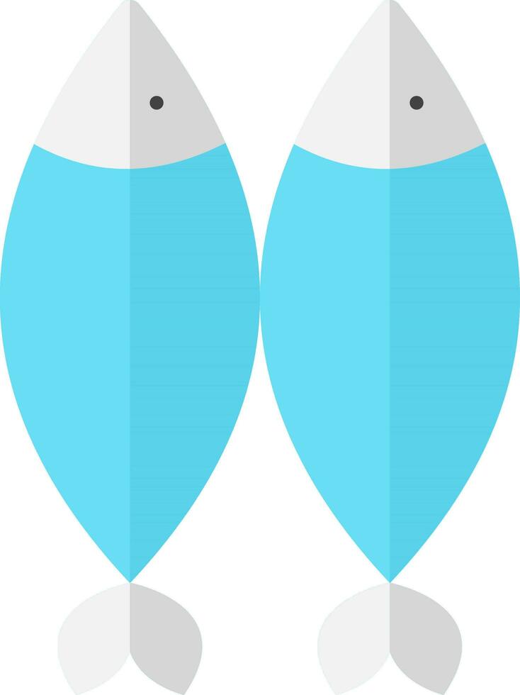 Flat Style Two Fish Icon In Blue And Gray Color. vector