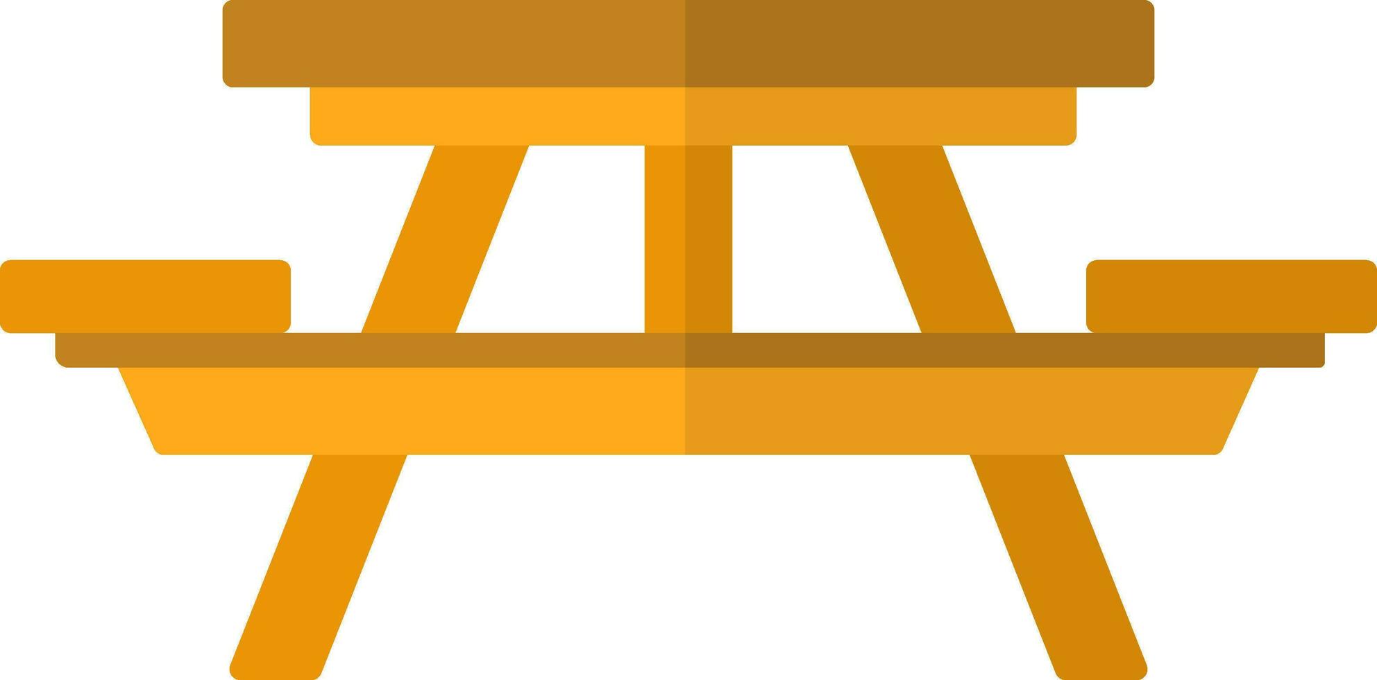 Isolated Picnic Table Icon In Yellow Color. vector