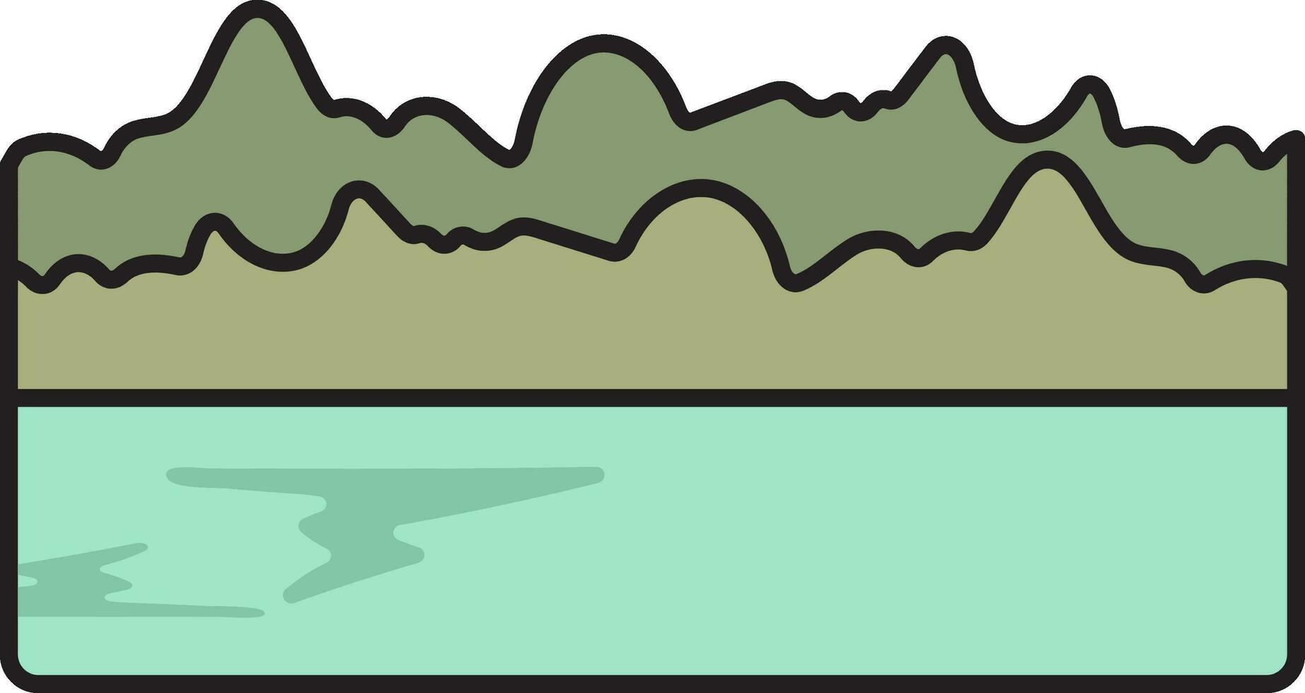 Landscape River Icon In Green And Teal Color. vector