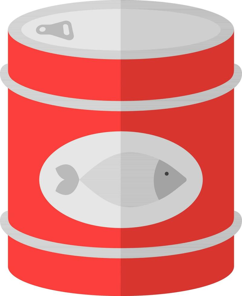 Isolated Fish Tin Can Icon In Red And Gray Color. vector