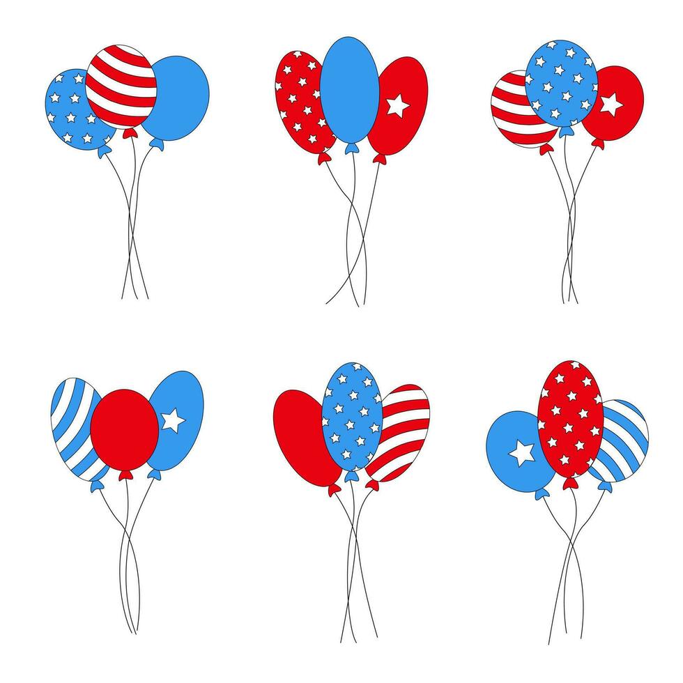 A Set of Balloons for the Decoration of the Holiday USA Independence Day vector