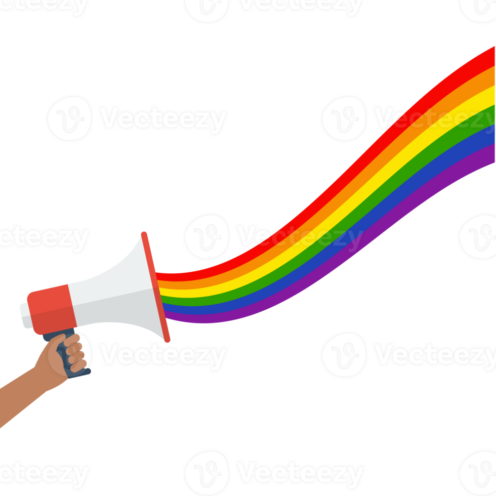 People hold megaphone with lgbt rainbow png