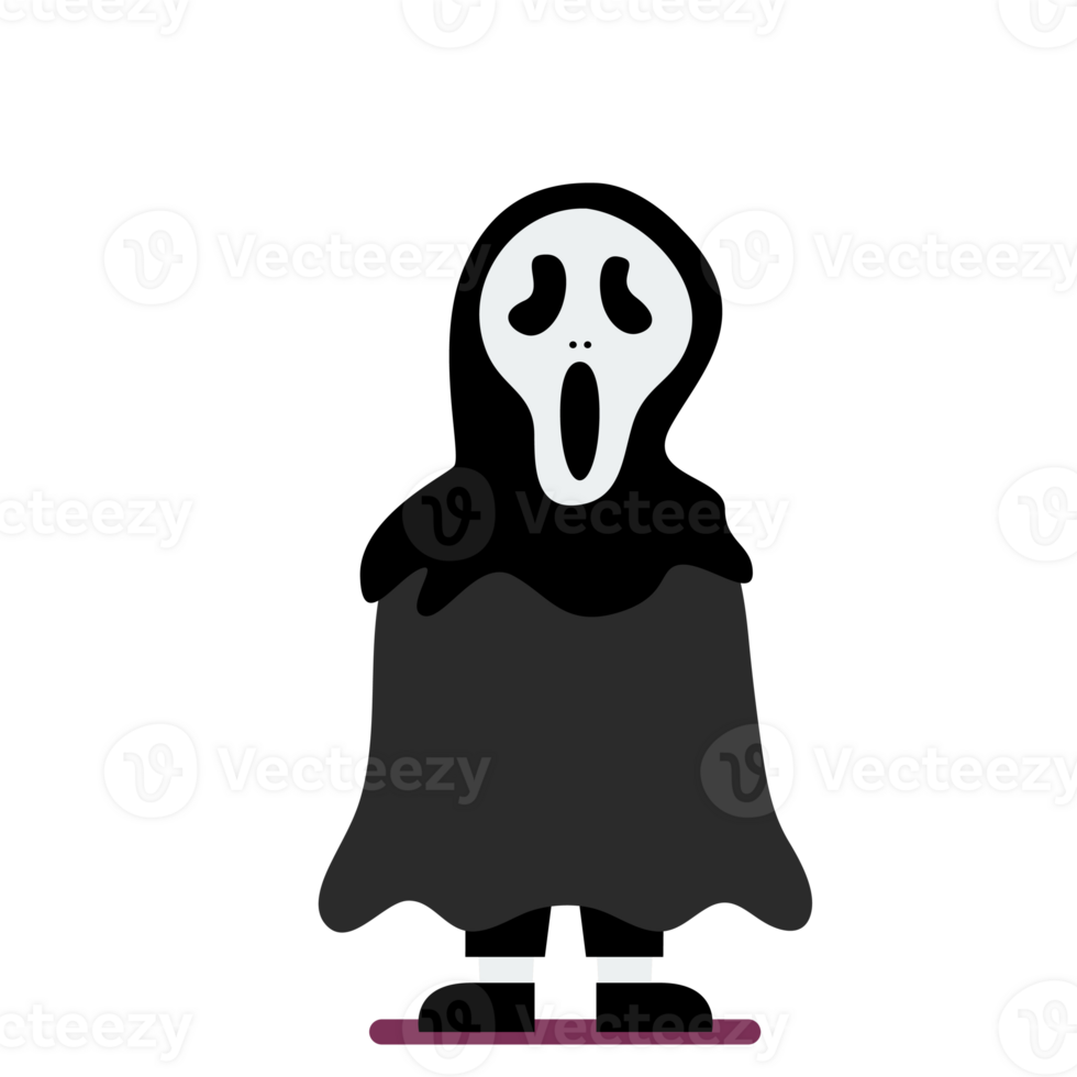 Boy dressed in scary ghost costume png