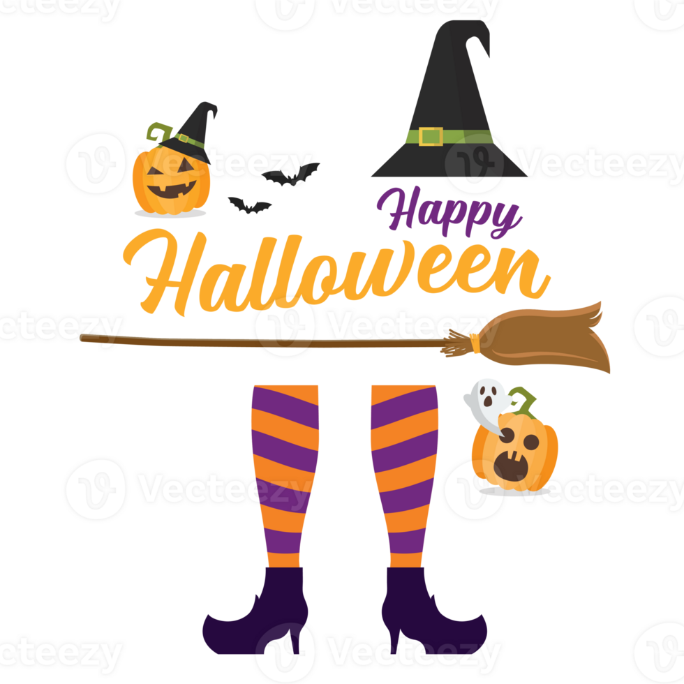 Witch legs Witch broom and hat png