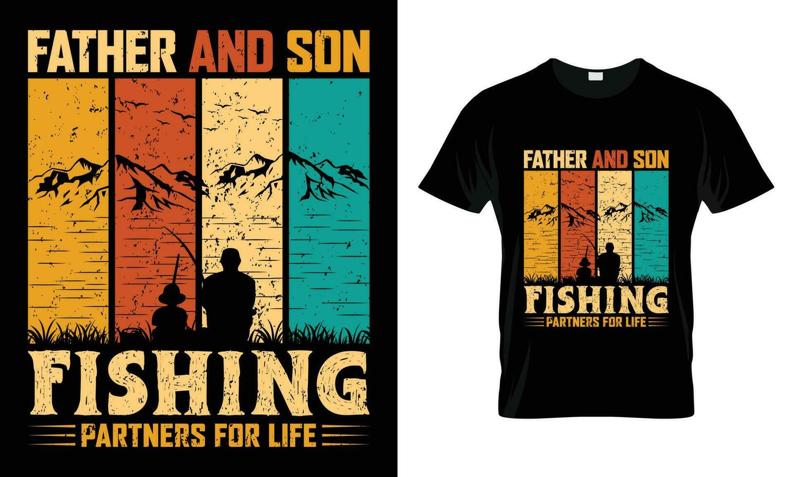 Father and son fishing partners for life vector