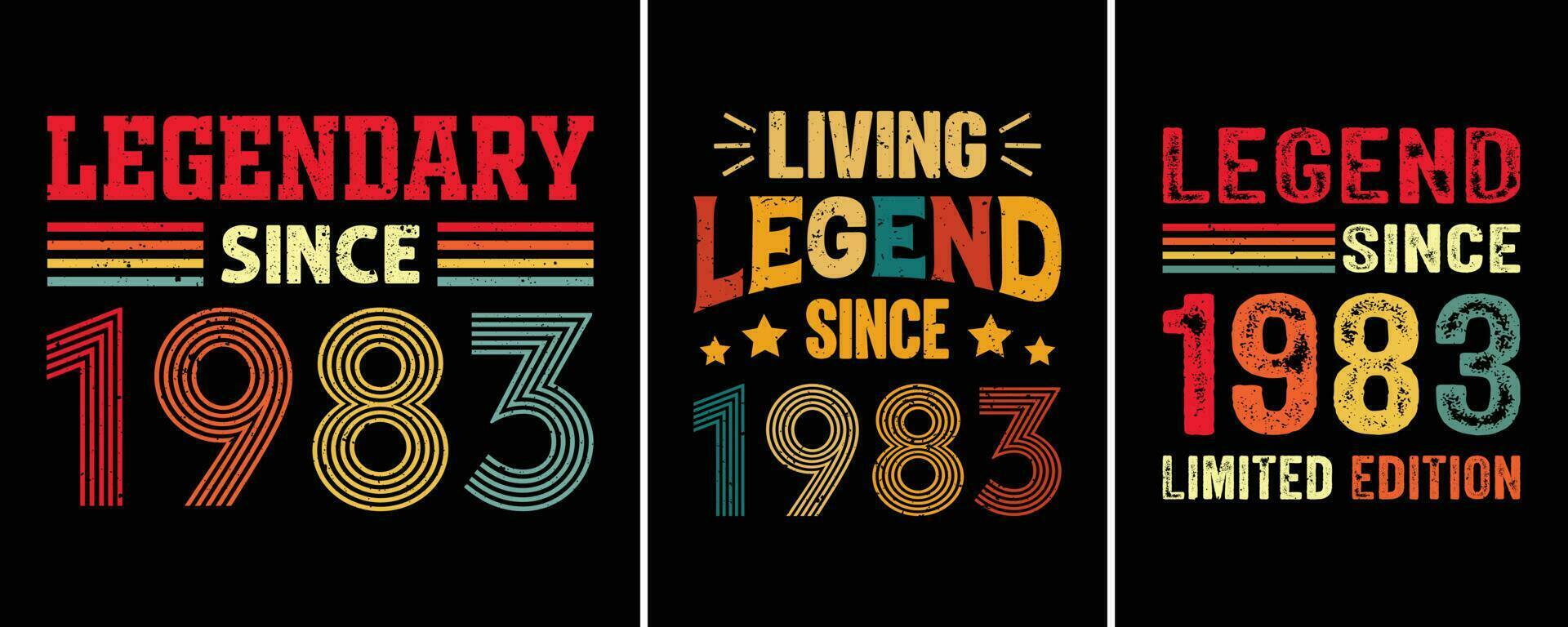 vivo leyenda ya que 1983, legendario ya que 1983, leyenda ya que 1983 limitado edición, camiseta diseño para cumpleaños regalo, cumpleaños citas diseño vector