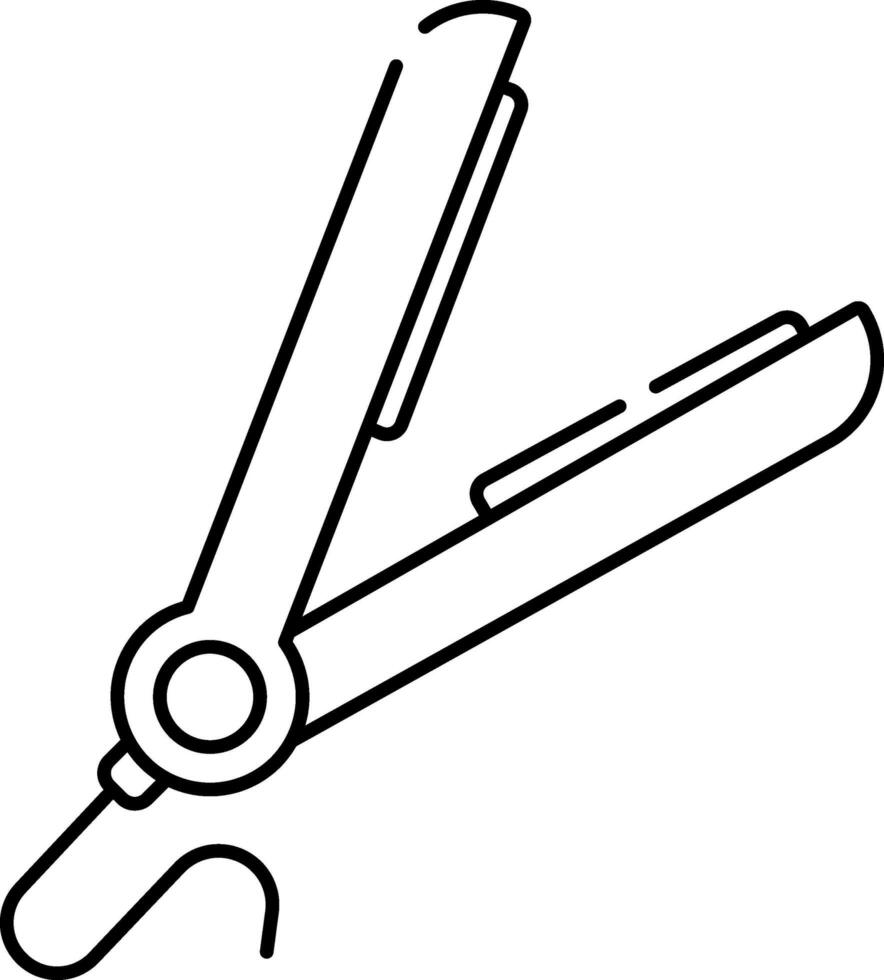 Isolated Hair Straightener Icon In Outline Style. vector