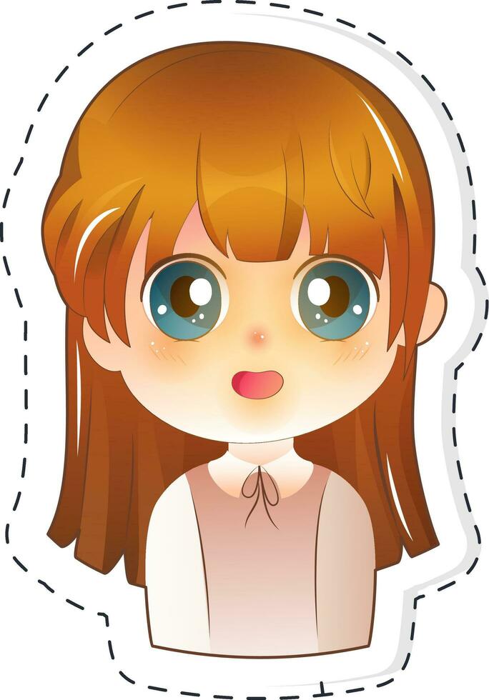 Vector of Cute Girl Character In Sticker Style.