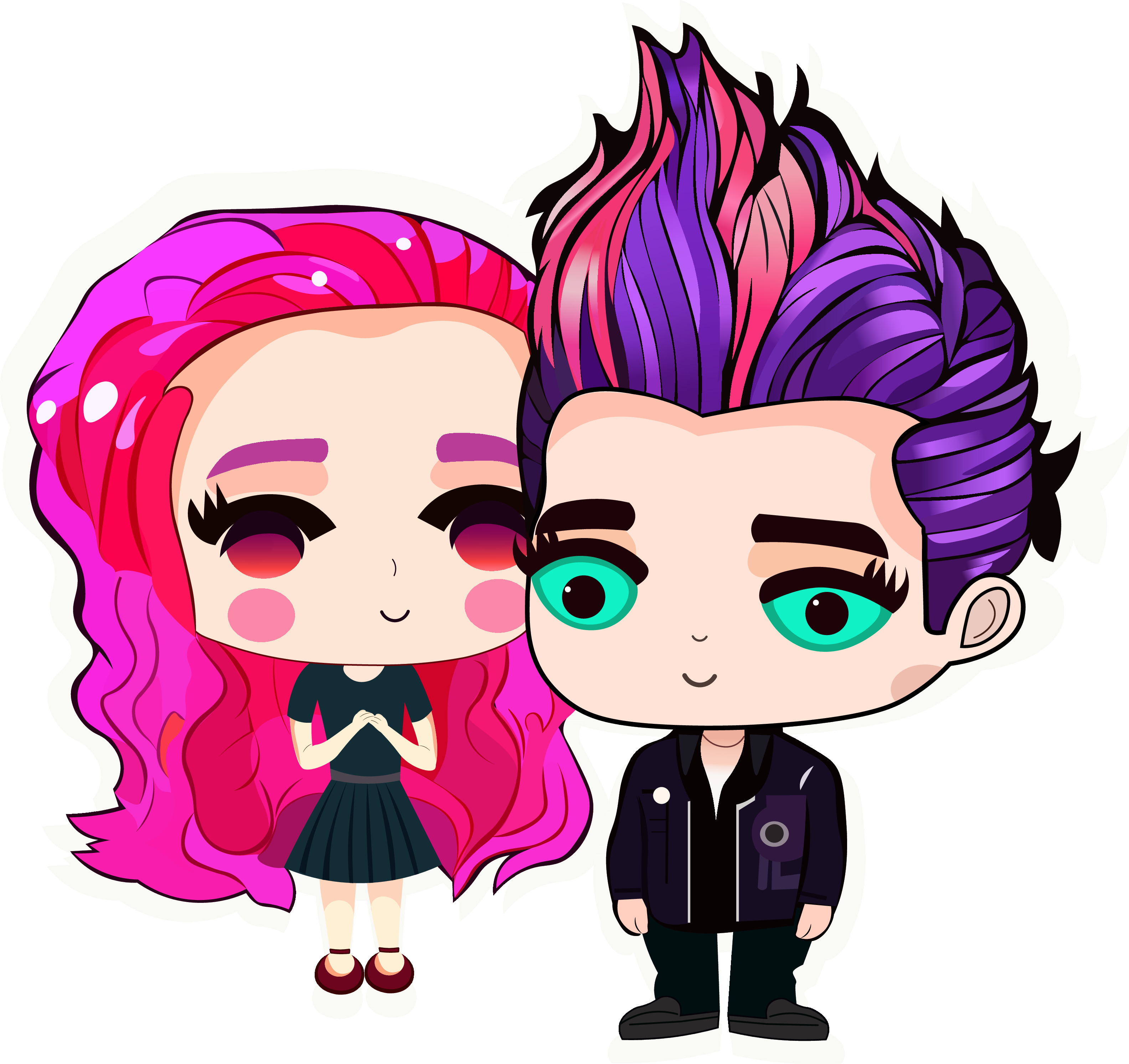 Blushing Girl And Boy Character In Sticker Style. 24555941 Vector Art