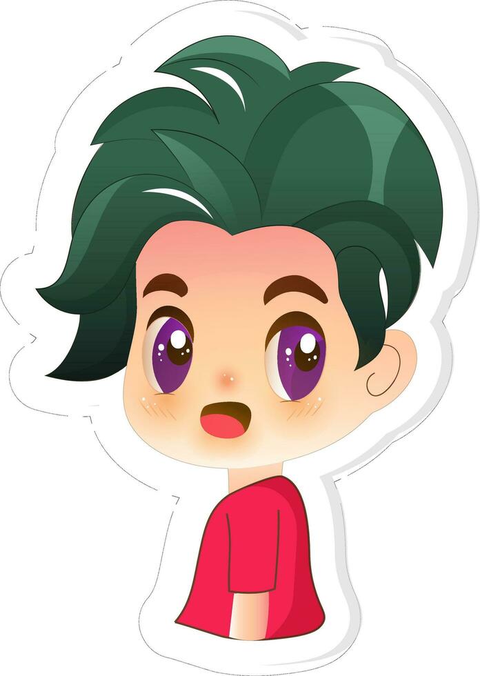 Illustration of Cute Boy Character In Sticker Style. vector