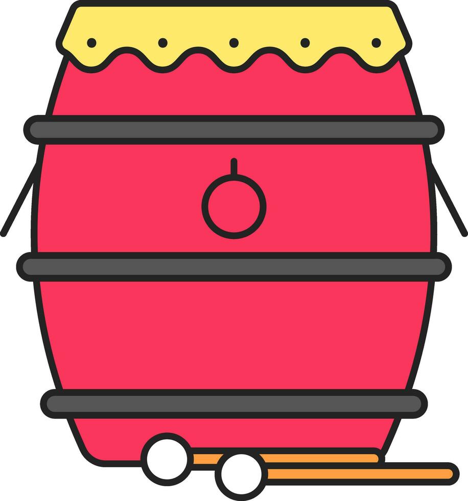 Flat Illustration Of Chinese Drum With Sticks Icon. vector