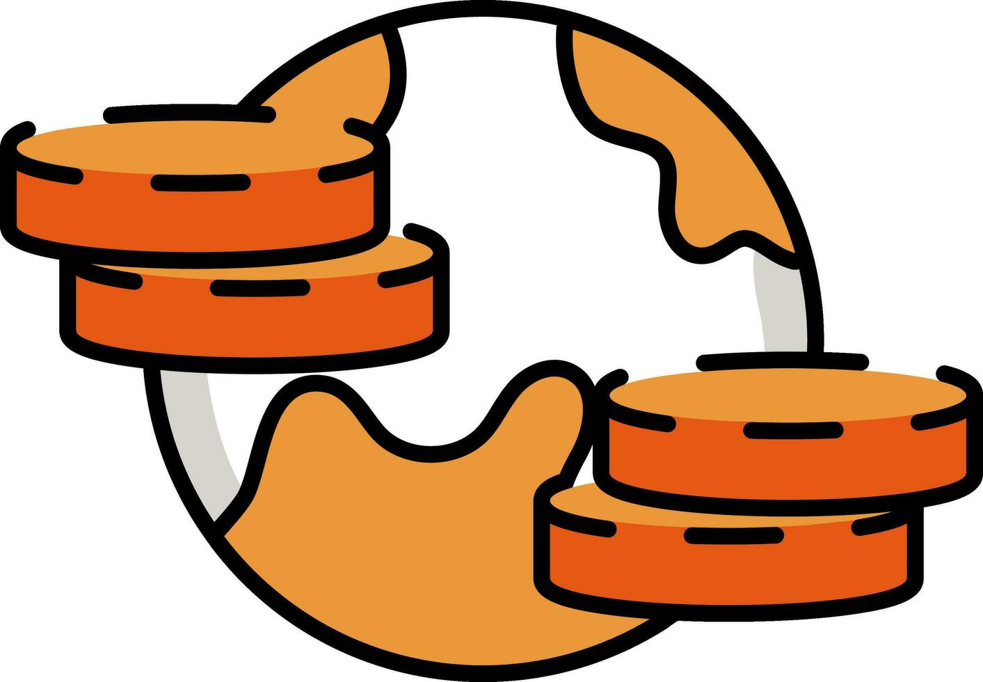 Global Money Transfer Icon In Orange Color. vector