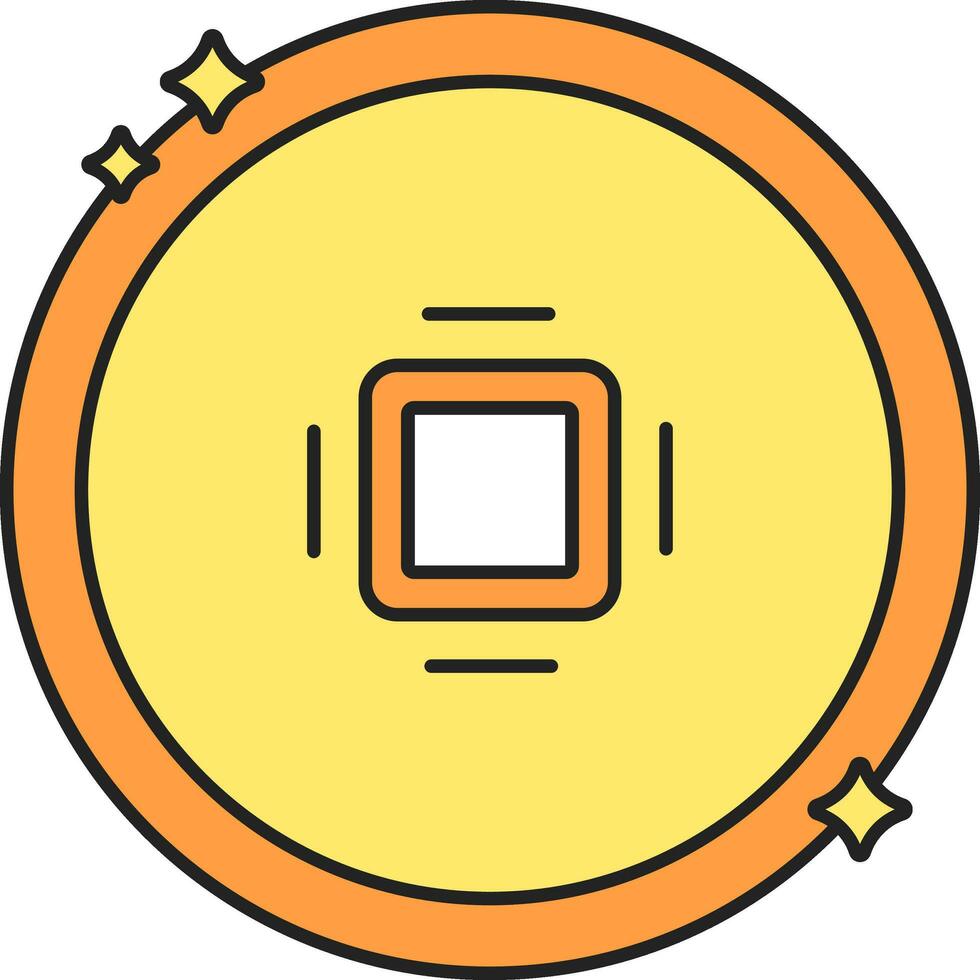 Flat Qing Dynasty Coin For Chinese Currency Icon In Yellow Color. vector