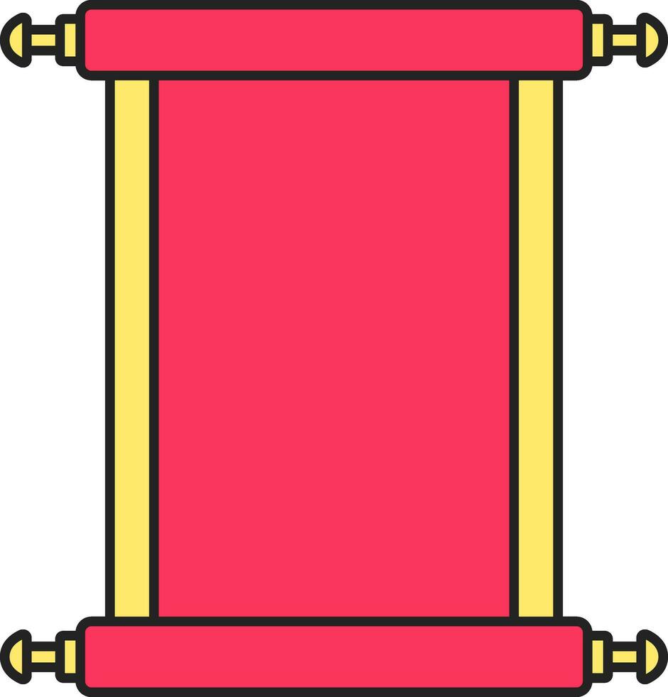 Pink And Yellow Illustration Of Blank Scroll Paper Flat Icon. vector