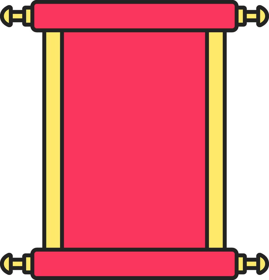 Pink And Yellow Illustration Of Blank Scroll Paper Flat Icon. vector