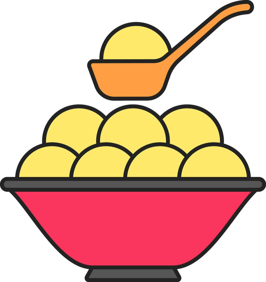 Tangyuan Holding Spoon With Bowl Icon In Flat Style. vector
