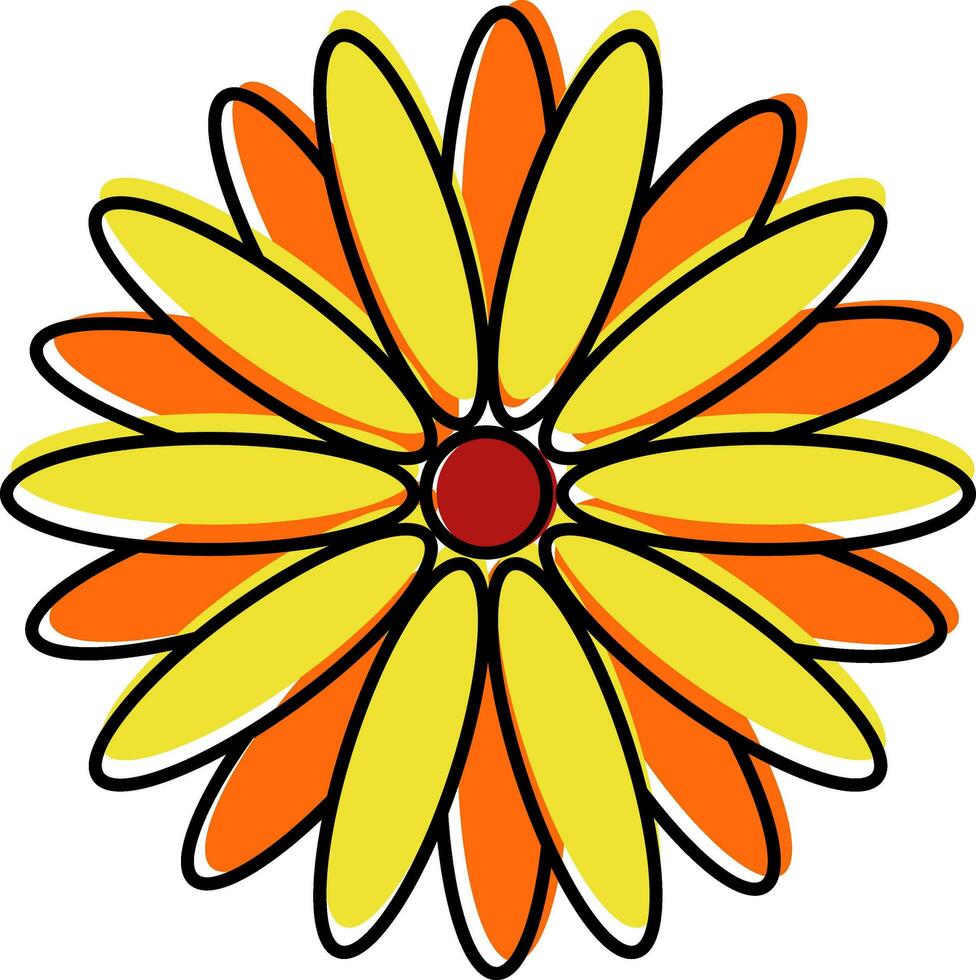 hermosa flor forma rangoli vistoso icono. vector