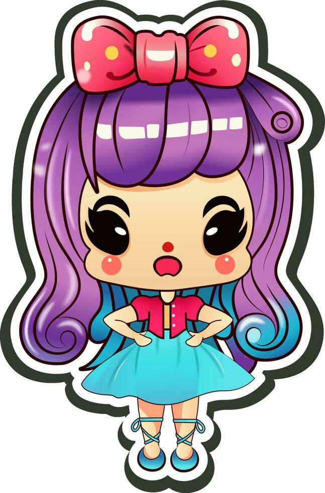 Premium AI Image  chibi girls vector illustration cute girly wallpapers  cute girl cartoon