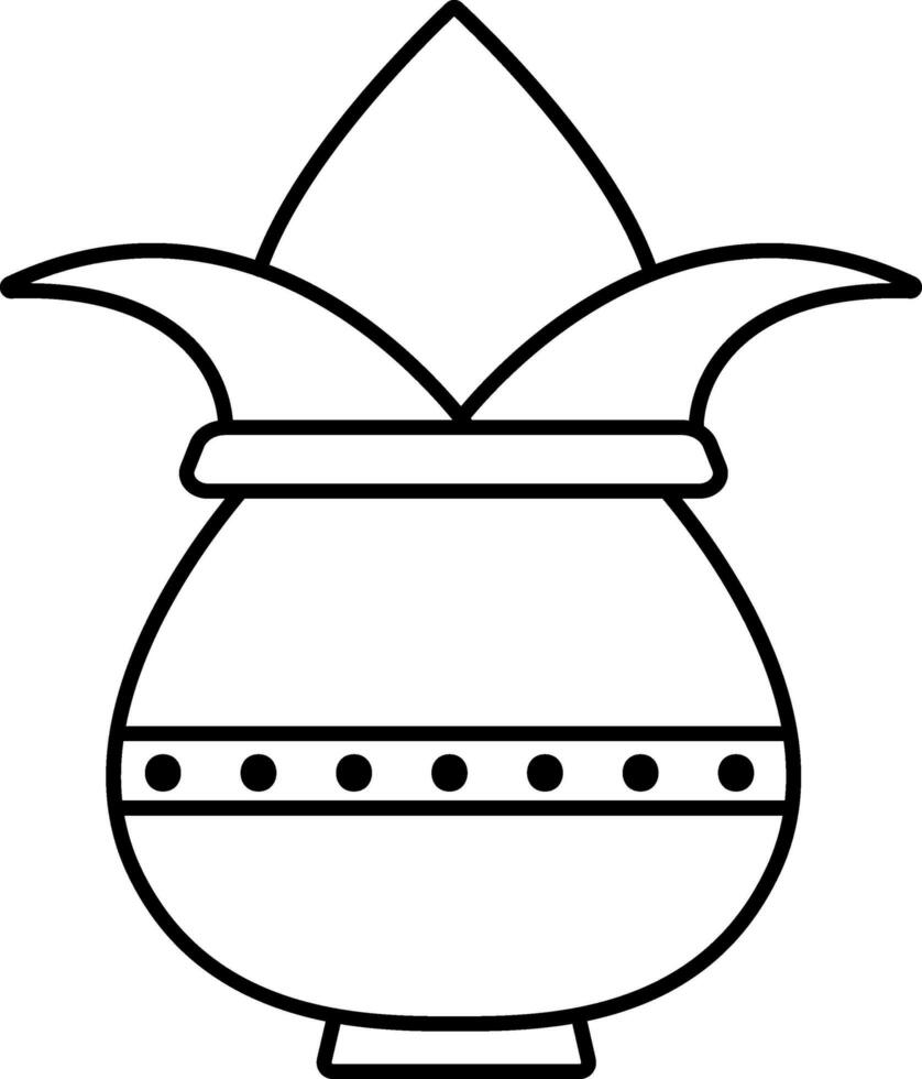 Illustration of Worship Pot Or Kalash Icon In Line Art. vector