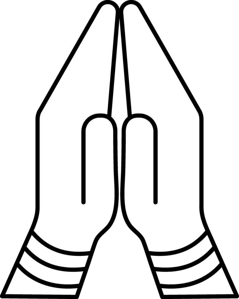 aislado namaste o orar mano icono en línea Arte. vector