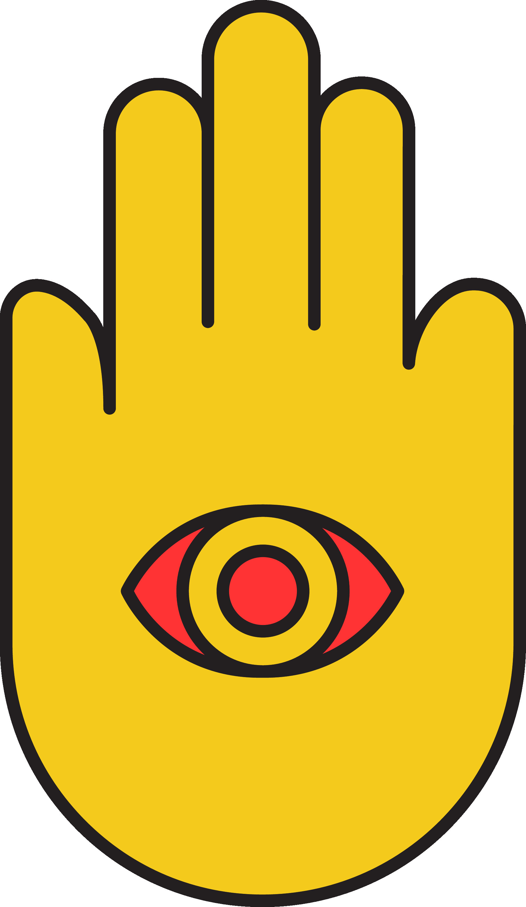 Flat Style Hamsa Hand Icon In Yellow And Red Color. 24556136 Vector Art