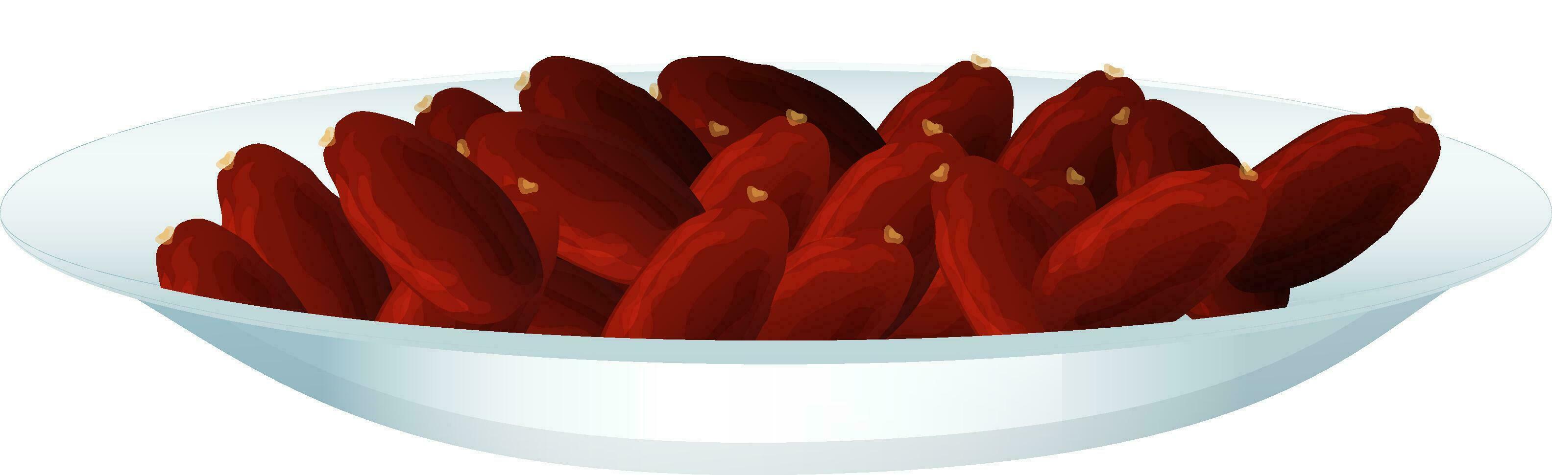 Realistic View Of Dates Plate Red And Grey Element. vector