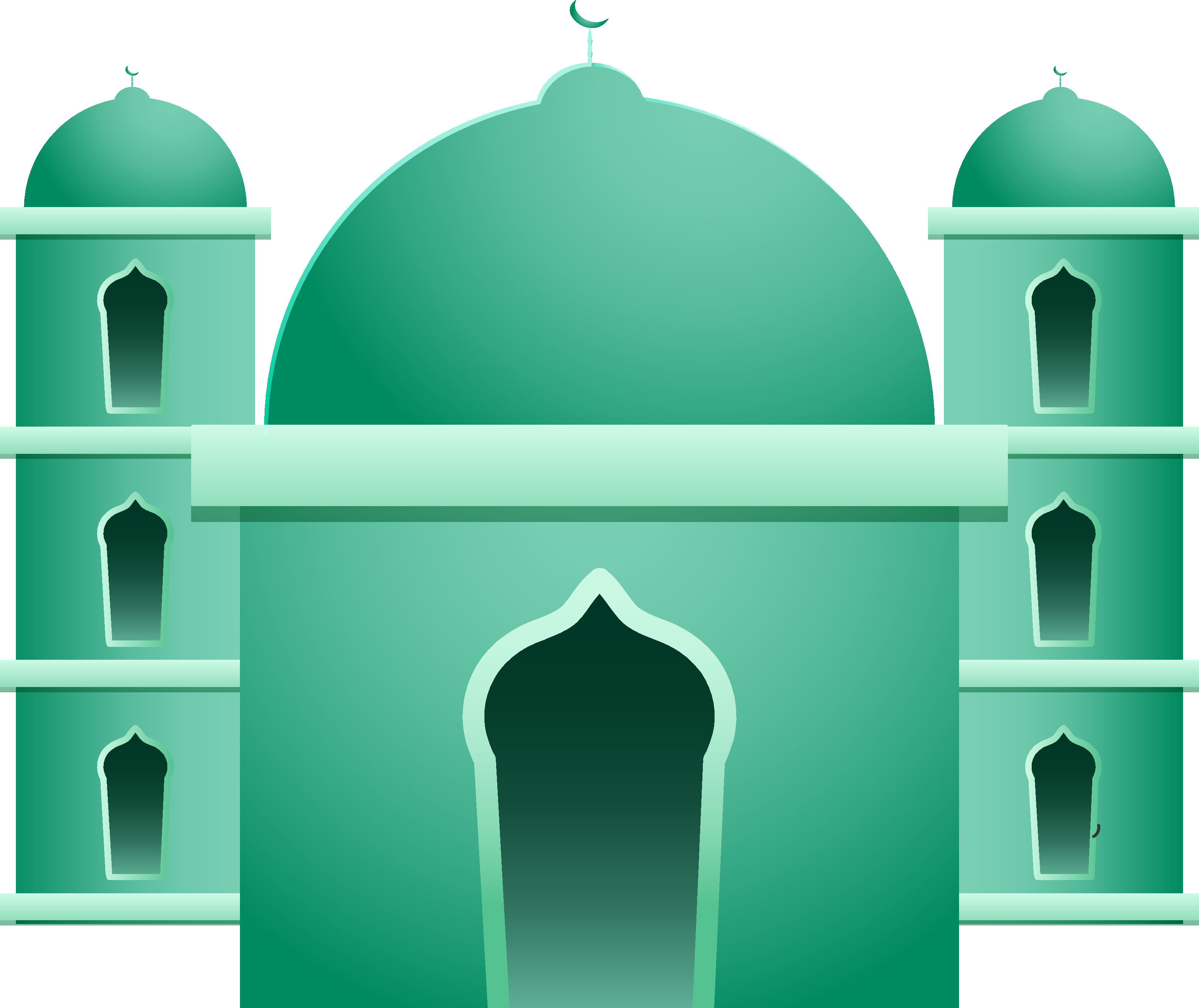 Beautiful Green Mosque Building Flat Element. 24556218 Vector Art at