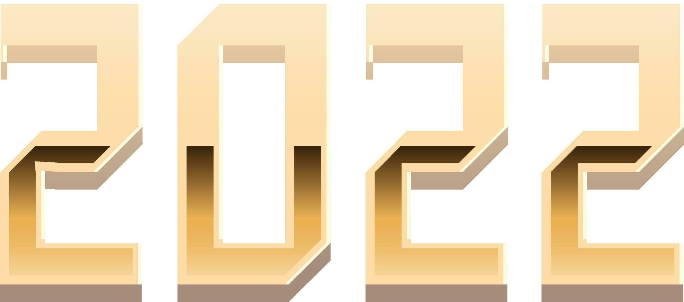 Golden 2022 Number On White Background. vector