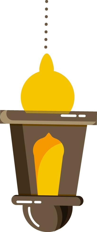 Orange And Brown Arabic Lantern Flat Element. vector