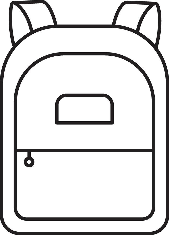 Isolated Backpack Icon In Black Stroke. vector