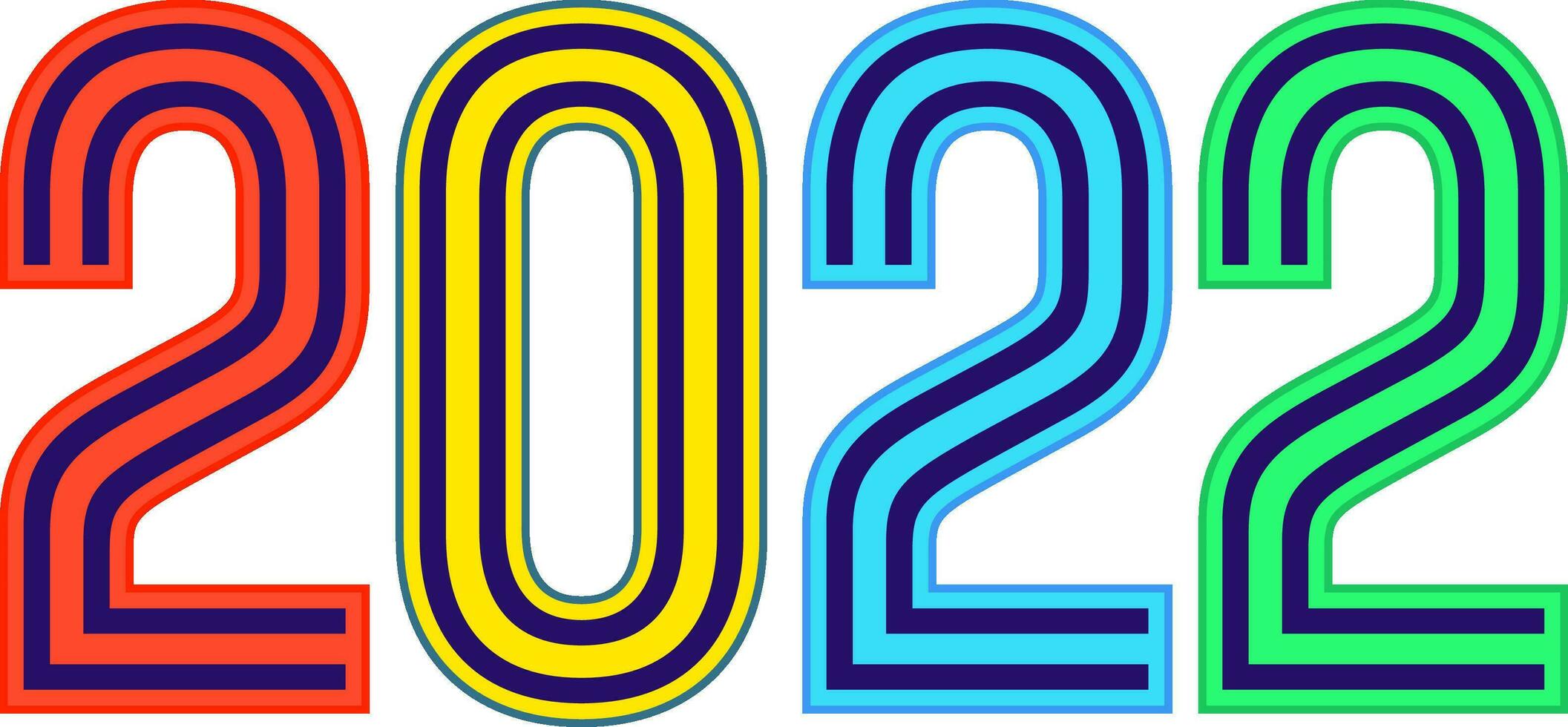 Colorful Parallel Line 2022 Number On White Background. 24556234 Vector