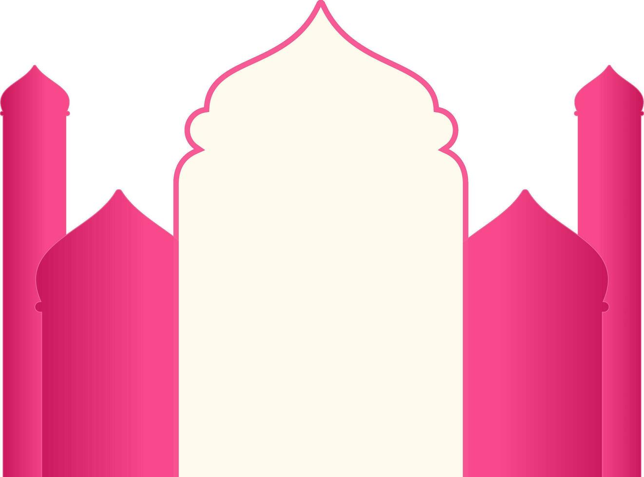 Blank Mosque Door With Minaret Pink Element In Flat Style. vector