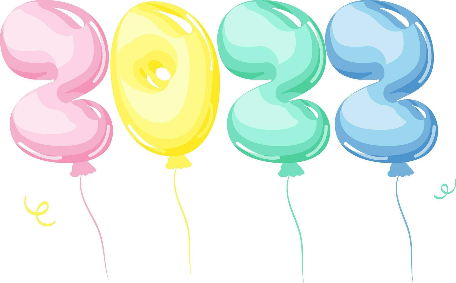 Colorful 2022 Balloon Number On White Background. vector