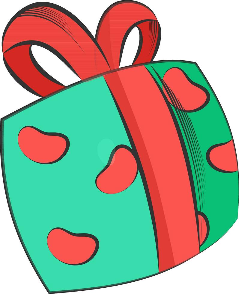 Isolated Gift Box Element In Red And Green Color. vector