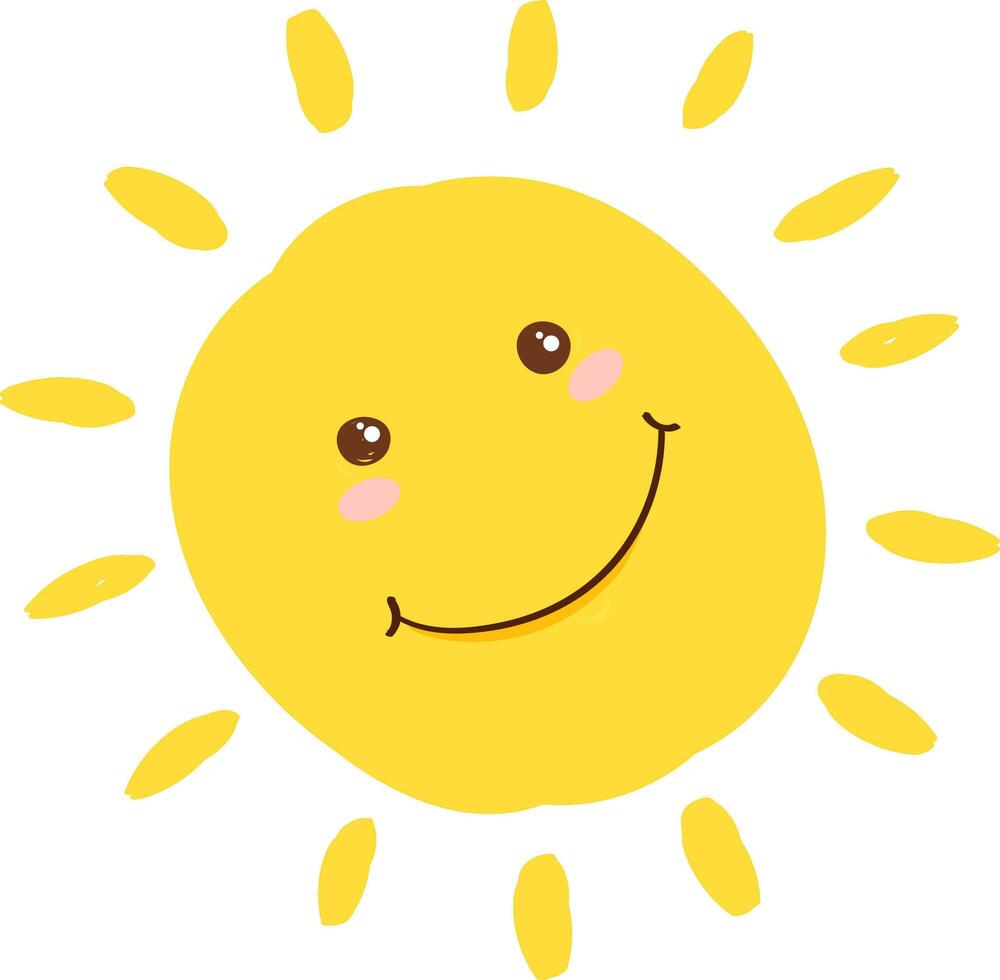 Cute Smiley Sun Cartoon Vector. vector