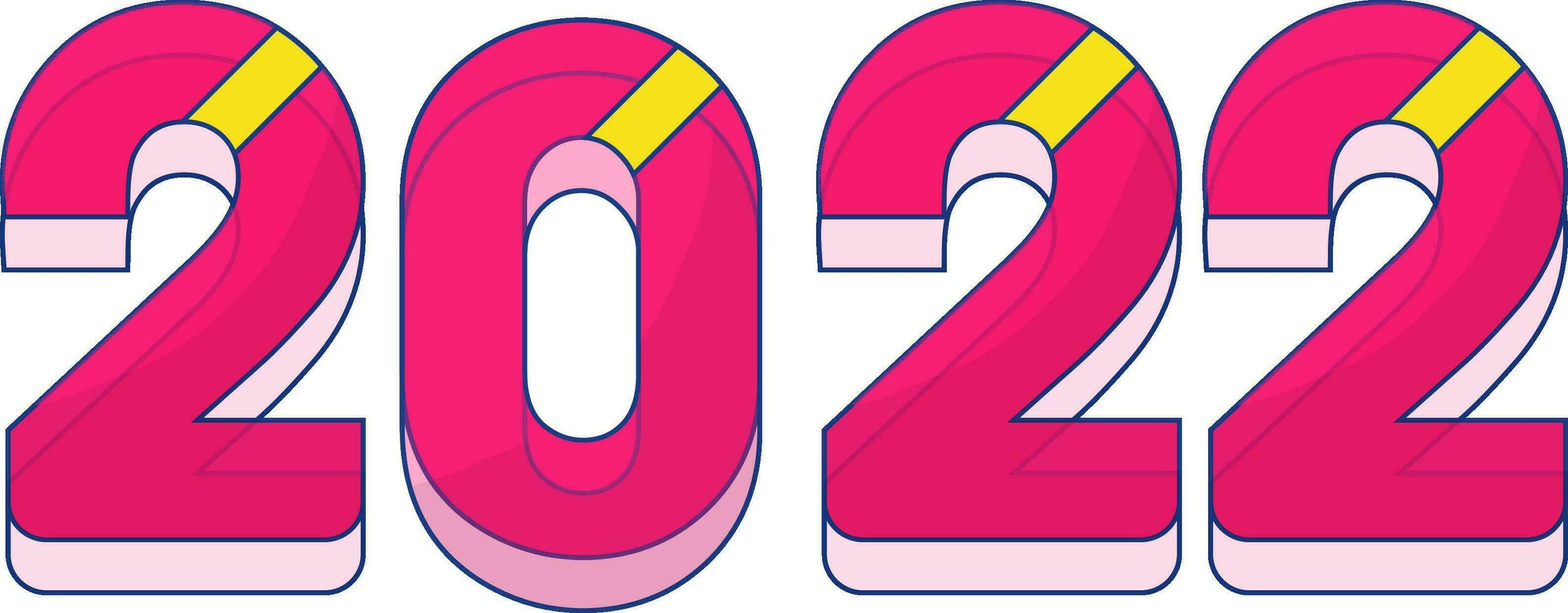 3D Render Of Pink 2022 Number On White Background. vector