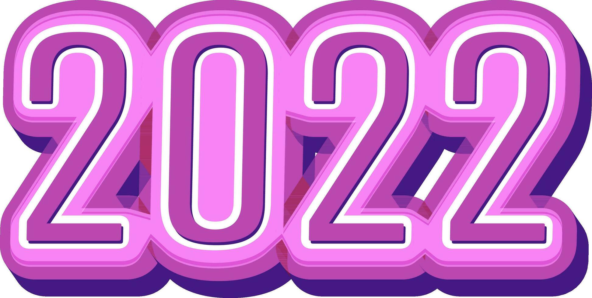 Pink And Purple Sticker Style 2022 Number On White Background. vector