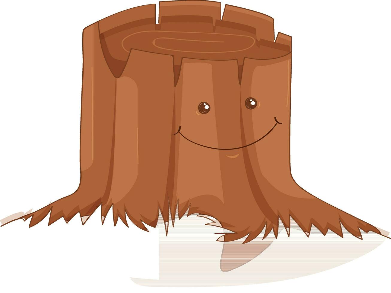 Smiley Tree Stump On White Background. vector