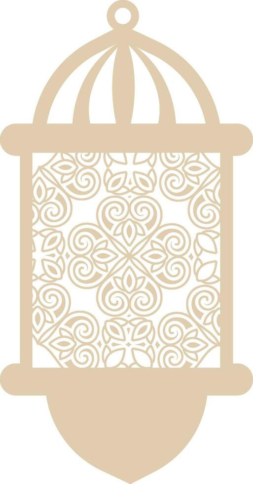 Brown Floral Arabic Lantern Element. vector