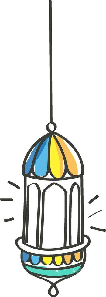 Flat Vector Illustration Of Colorful Arabic Lantern.