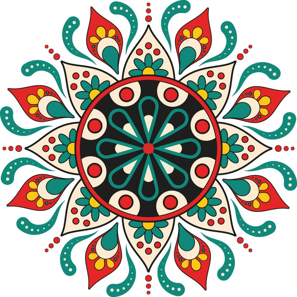 hermosa mandala diseño en tricolor. vector