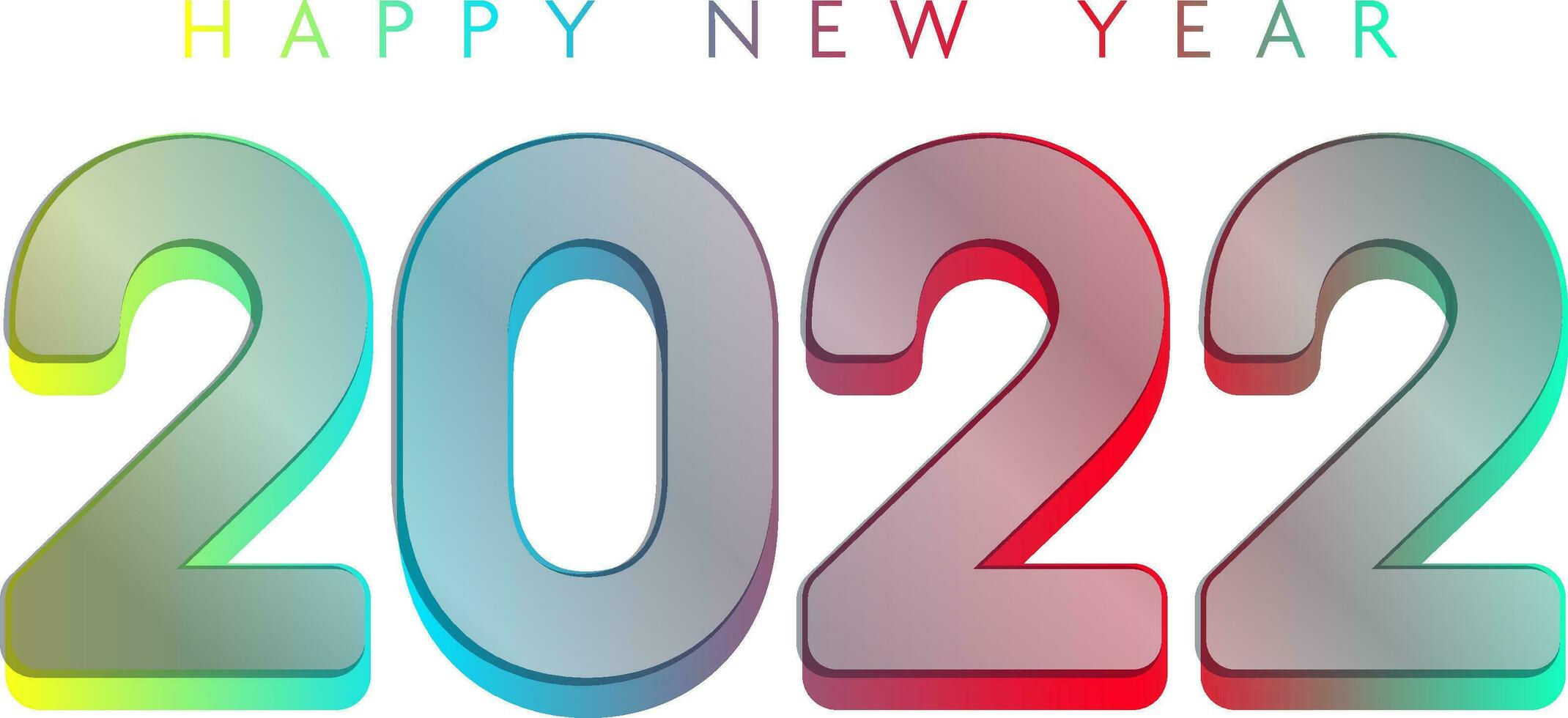 3D Gradient Lights 2022 Number On White Background For Happy New Year Concept. vector